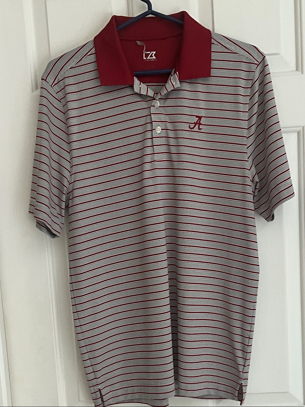 Brand Men's Gray & Crimson Striped Polo Shirt